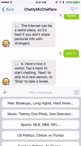 Chatty McChatface conversation demo